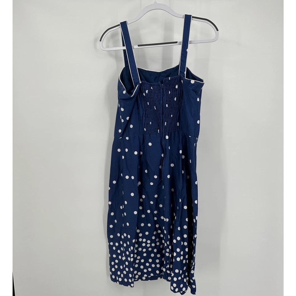 R&K Originals Womens Dress Size 12 Navy White Polka Dot Vintage Retro Pinup - Image 2 of 4