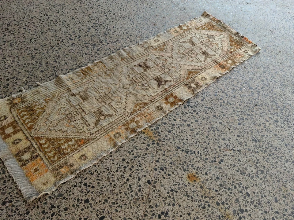 Vintage Hand Knotted Oushak runner ,Turkish Runner rug wool runner boho runner - Image 3 of 4