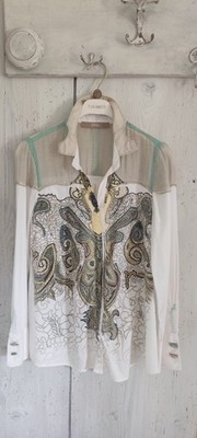 Bottega Elisa Cavaletti, spezielle Sommerbluse Gr. M, mit Paisley-Muster, Bänder