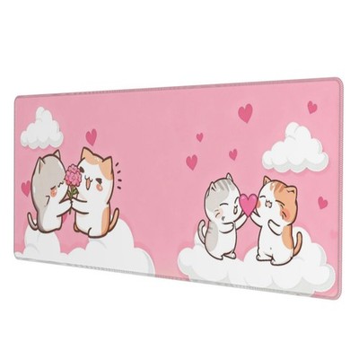 Pink Cat Cute Gaming Mouse Pad Desk Mat for Home 31.5'' x 11.8'',
