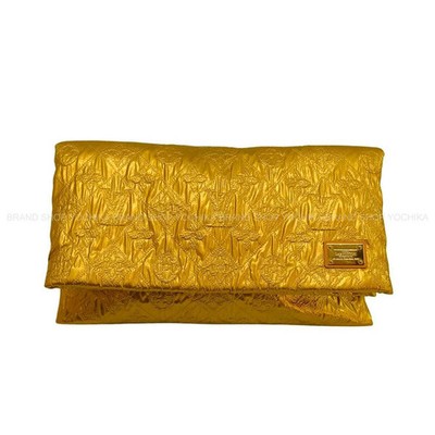 Louis Vuitton Lime Light Pm Gold Silk Wool Hardware Clutch Bag