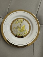 Vintage Japanese Chokin Decorative Plate Butterfly Flowers 24K Gold Edged 24CM