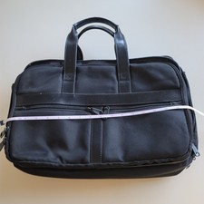 Vtg 16" LAPTOP BRIEFCASE leather Carry Bag w/zippered unzippered pockets