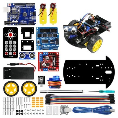LAFVIN Smart Robot Car 2WD Chassis Kit with Ultrasonic Module R3 Board,Remote...
