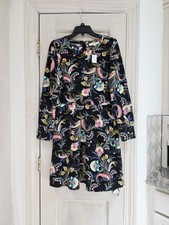 New Loft Black Multi Floral Long Sleeve Shirt Dress Size 10