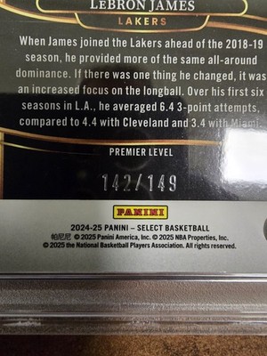 2024-25 Panini Select - Premier Level LeBron James #111 White
