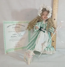 VTG 1993 Little Bo Peep 8" Porcelain Doll  w/ Sheep, Ashton Drake / Lawton
