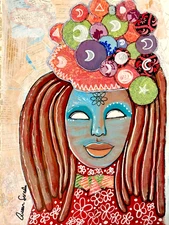 MIXED MEDIA EXPRESSIONISM 15X11 Universoul Goddess Fine Art Home Interior Design