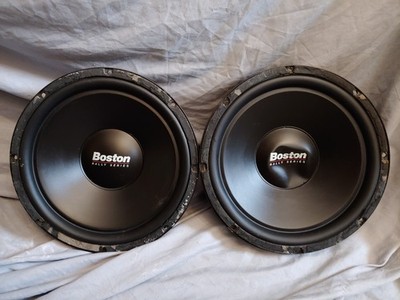BOSTON ACOUSTICS RALLY PAIR RS12 12'' INCH SQ SUB SUBWOOFER OLD SCHOOL SUBS