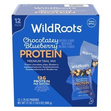 WildRoots Chocolatey Blueberry Protein Single Serve Trail Mix, 1.75 Oz 12 Pack 