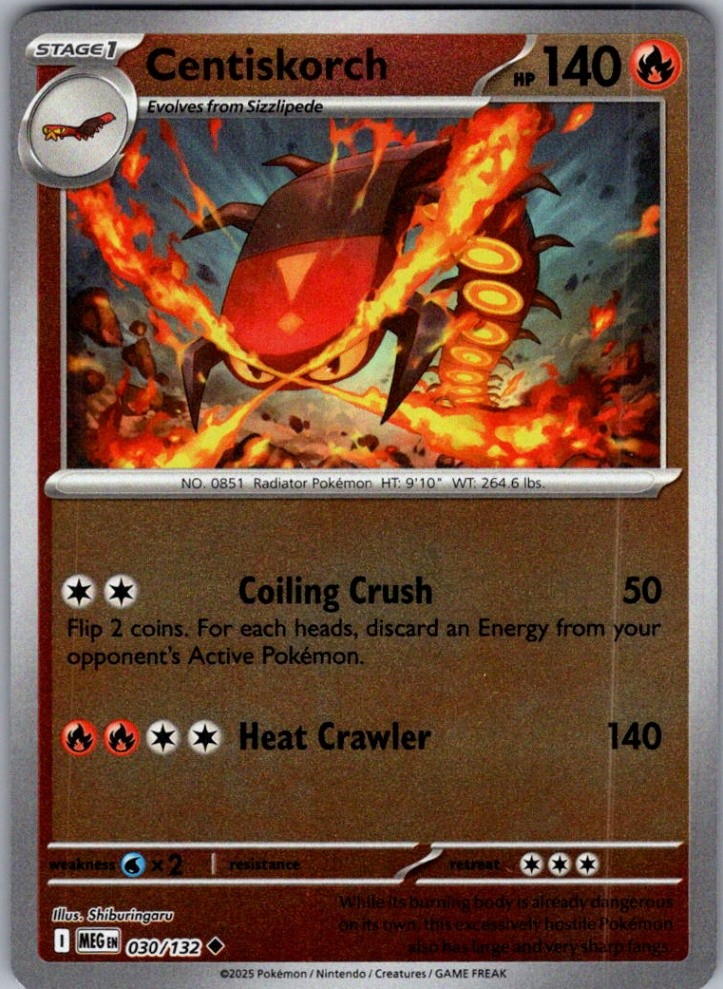 Centiskorch #030/132 NM Reverse Holo Uncommon ME01: Mega Evolution