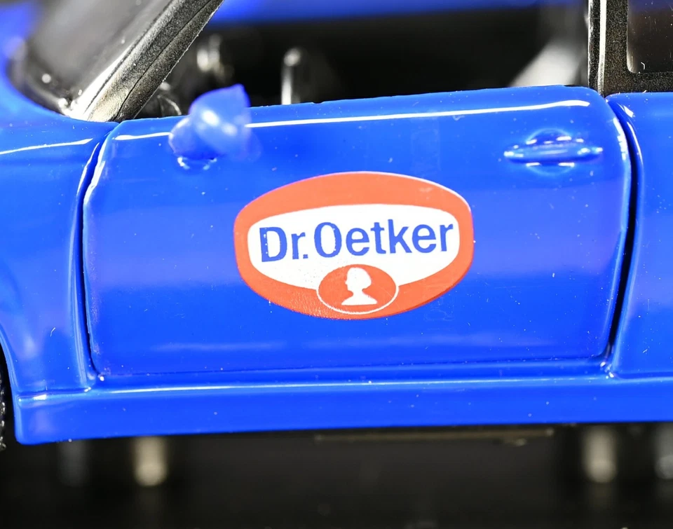 Blue Mini Cooper Dr. Oetker Desserts Promo 1:43 Diecast in Box - Image 3 of 4