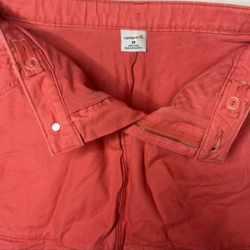 Falda Carhartt Algodón Lona Niñas Rojo Salmón Cintura Ajustable Volantes Dobladillo Talla 14 Foto 4 de 4