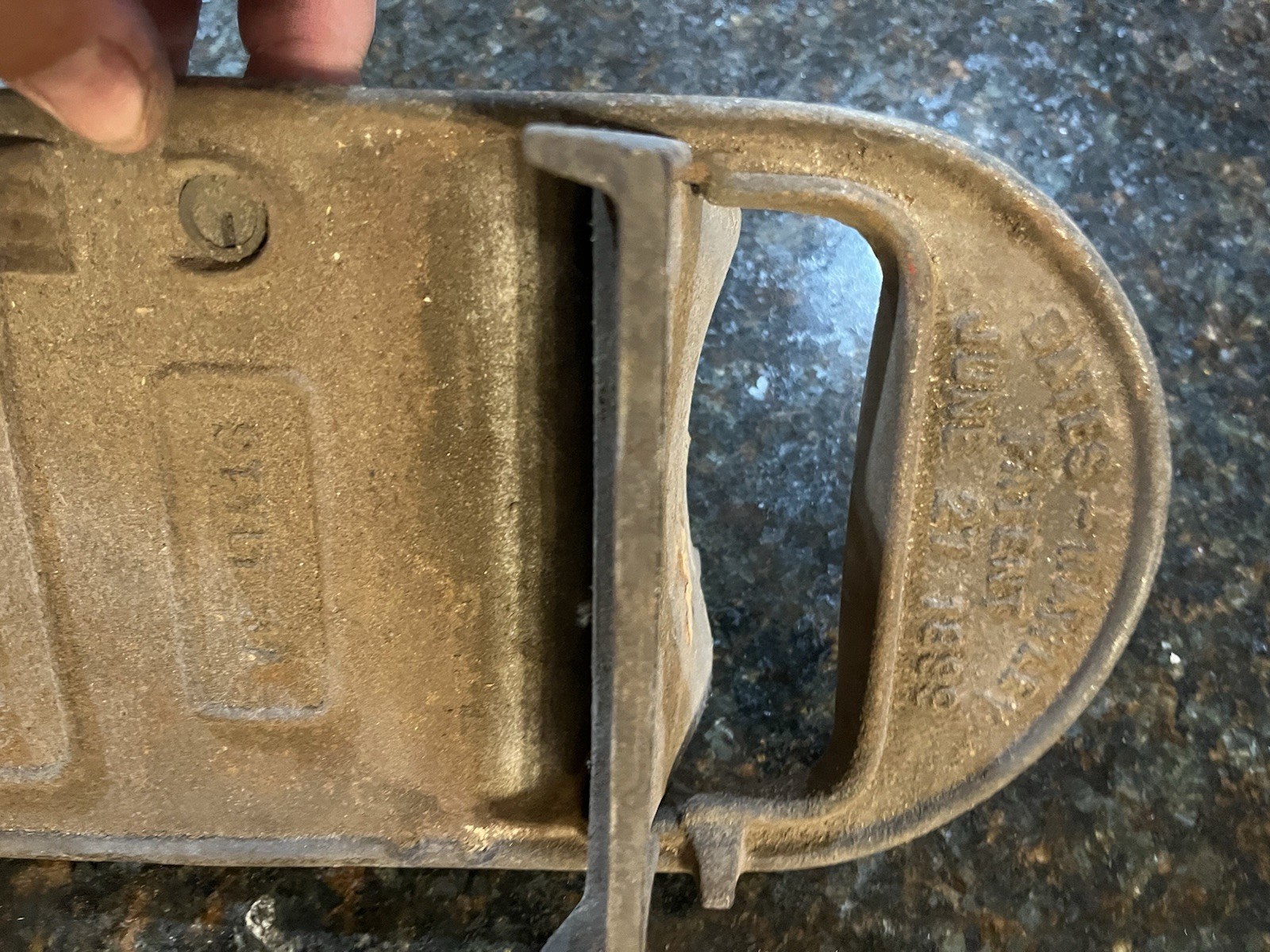 Vintage 1899 Bates Hawley US MAIL Cast Iron Mailbox Front with Slot