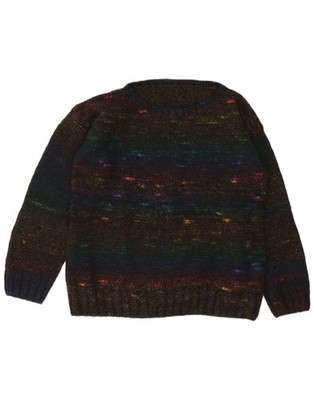 VINTAGE Damen Pullover Pulli mit U-Boot-Ausschnitt UK 16 Large bunt fleckig CD24