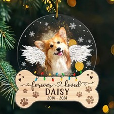 Personalized Dog Memorial Ornament, Forever Loved, Pet Sympathy Gift, Dog Photo