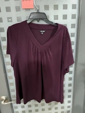 Apt. 9 Plum Flutter Short Sleeve Blouse Womens Size 2X 