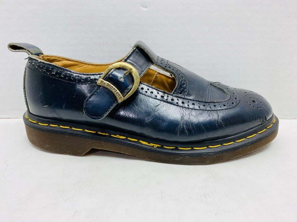 Винтажный Dr. Martens 8142 Wingtip пряжка Mary Janes черный Англии женщин Великобритании 8 США 10 - Изображение 2 из 4