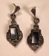 Vintage 925 Sterling Silver Marcasite / Pink Stone Spider Brooch