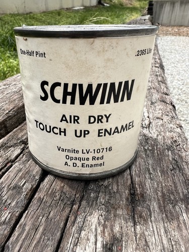 vintage Schwinn OPAQUE RED Air Dry Touch Up Enamel Paint Can Half Pint Stingray