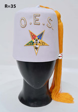 ORDER OF EASTERN STAR FEZ OES FEZ HAT, CUSTOM MADE OES FEZ WHITE FEZ