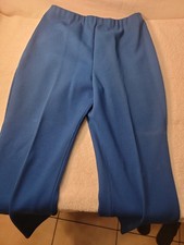 Vintage 1970s WOMEN'S Blue WIDE LEG BELL BOTTOM HIGH WAIST PANTS Sz Textured