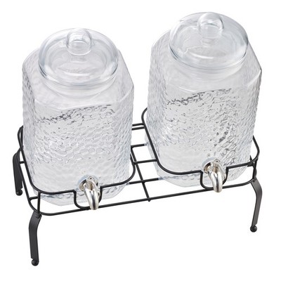 Uimoso 1.5 Gal Glass Beverage Dispenser with Stand, Set of 2 for Parties