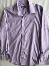 Kenneth Cole Reaction Slim Fit Purple Striped Wrinkle Free Dress Shirt 16 34/35
