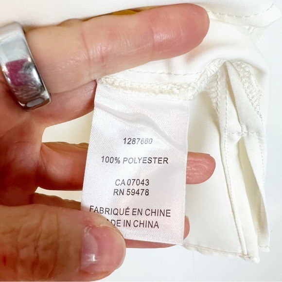 RACHEL ZOE OFF-WHITE SILKY HENLEY NECKLINE BLOUSE WOMENS SMALL