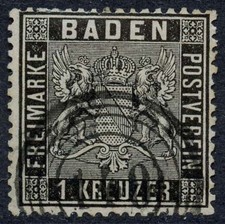 Baden Nr. 9 gestempelt Nummernstempel 148 (Villingen) gepr&uuml;ft Englert BPP 470