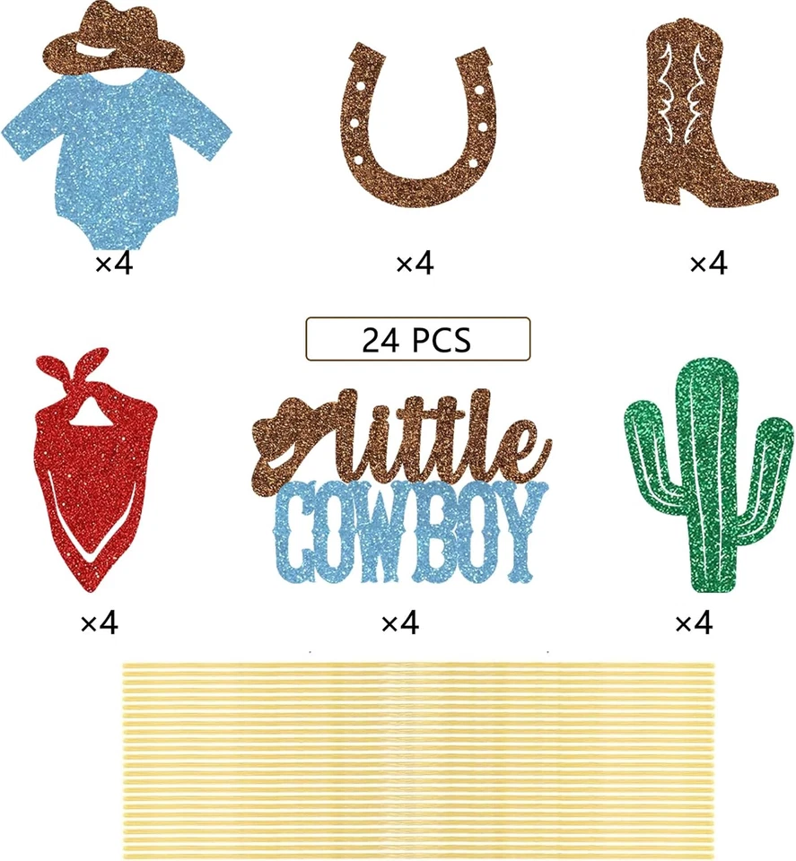 Pequeño Vaquero Fiesta Centro de Mesa Decoración Tema Occidental Botas Sombreros  Foto 3 de 4