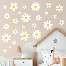 12 Sheets Daisy Wall Decals Boho Flower Wall Stickers Cute Kids Girls Room Decor
