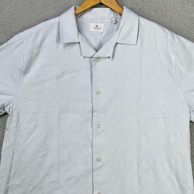 7 Diamonds Mens Button Up Shirt 2XL Light Blue Tectured Short Sleeve Stretch NEW
