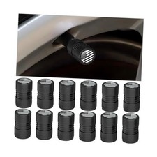 12PCS American US Flag Car Tire Valve Stem Covers, Aluminum Black/Black Flag