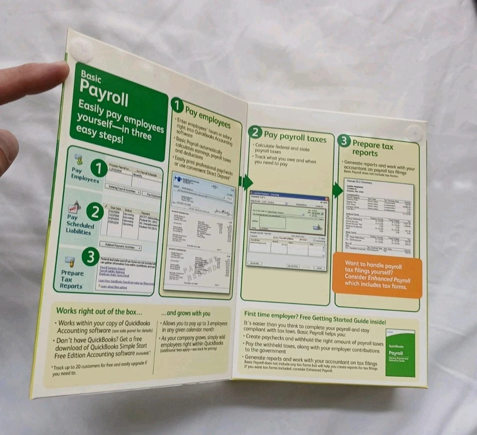 Intuit QuickBooks Basic Payroll 2008 Small Business 1-3 Employee New Sealed - Image 2 of 4