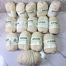 Aran Scoured Wool Yarn  15 Skeins Natural Whi...