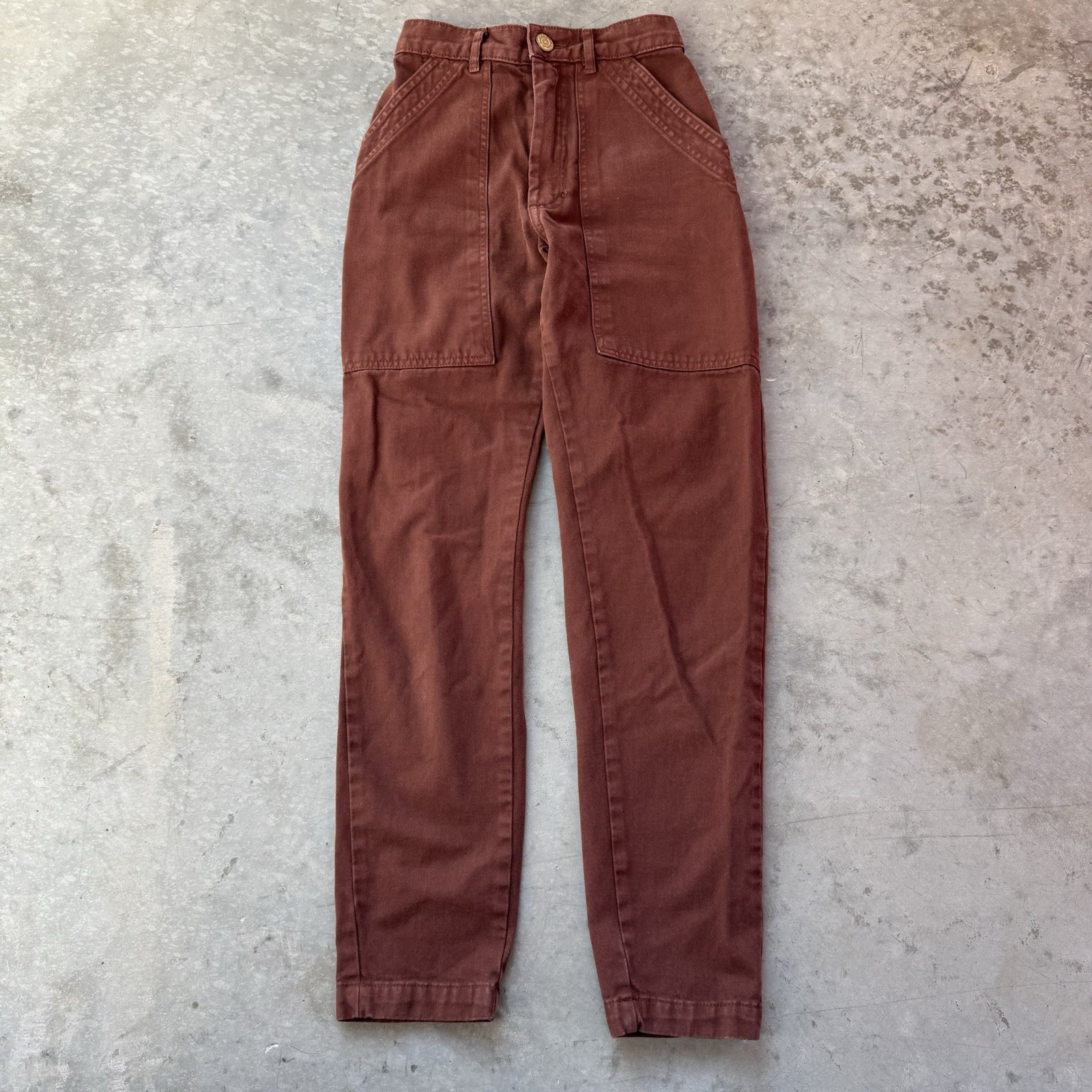 Big Bud Press Pencil Pants Brown High Rise Workwear Casual Cotton LA Size XXS