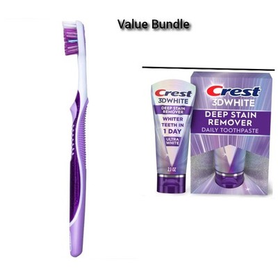 Crest 3D White Brilliance Deep Stain Remover Daily Toothpaste & Toothbrush Pack