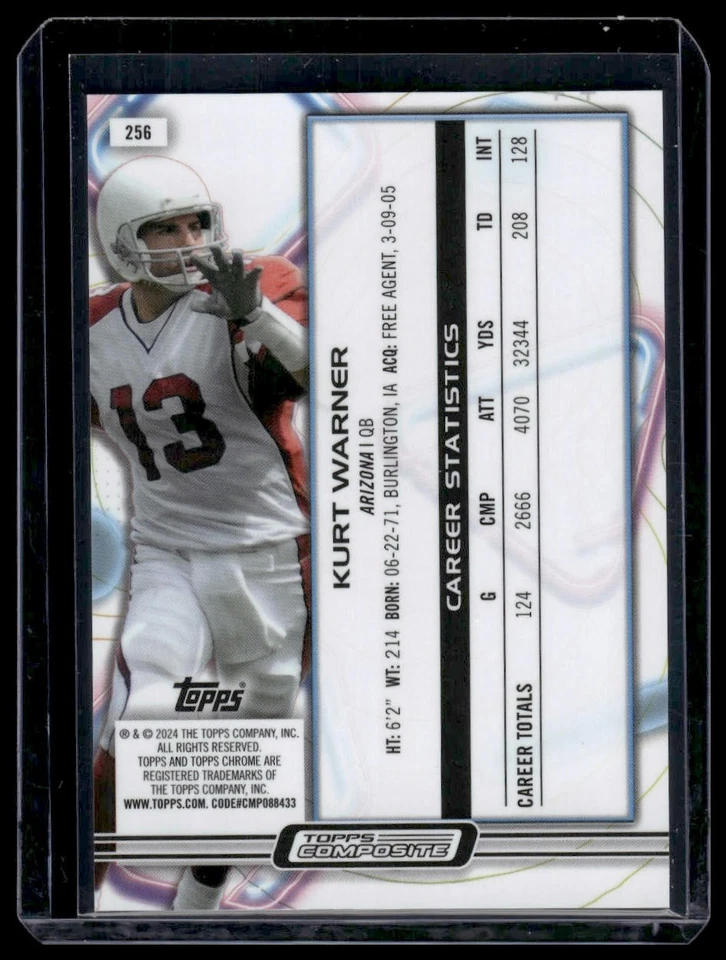 2023 Topps Composite Kurt Warner #256 Cosmic Chrome Orange Galactic 21/25 - Image 2 of 2