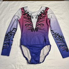 Purple Ombre Rhinestone Embellished Competition Gymnastics Leotard AXS