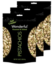 Wonderful Pistachios In-Shell Roasted & Salted Nuts, 16 Ounce Bag (3 Pack)