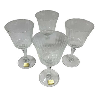 Vintage Lunimarc Clear Swirl Wine Crystal Glasses Set Lot 4 Formal Dining France