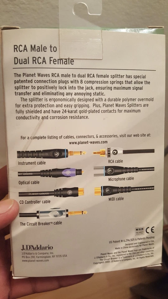 Planet Waves RCA macho a doble RCA hembra (PW-P047VV) Foto 2 de 2