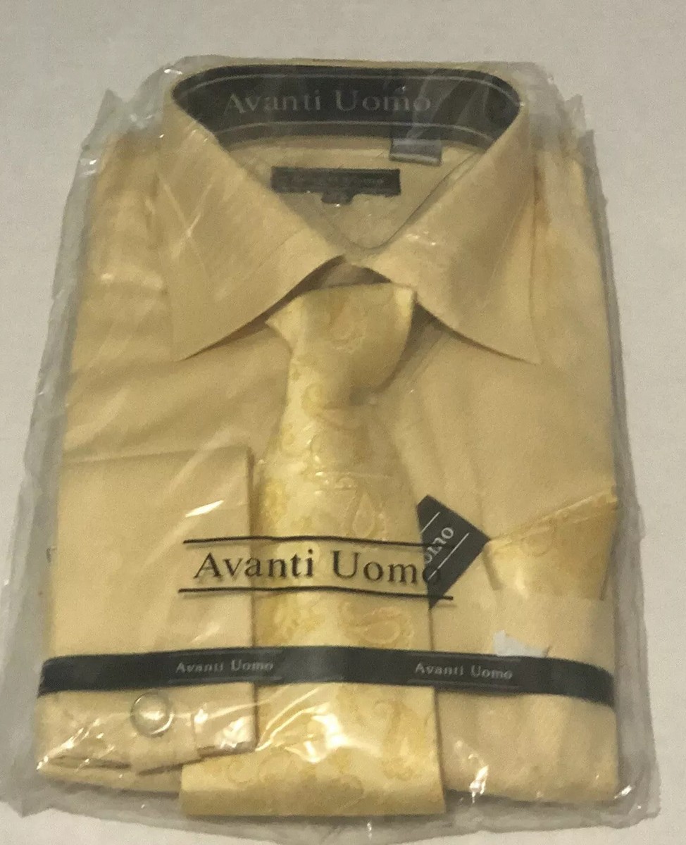 Men's Avanti Uomo Dress Shirt Necktie Hanky Cufflinks Set 16.5 nwt | eBay Men's Avanti Uomo Dress Shirt Necktie Hanky Cufflinks Set 16.5 nwt | eBay