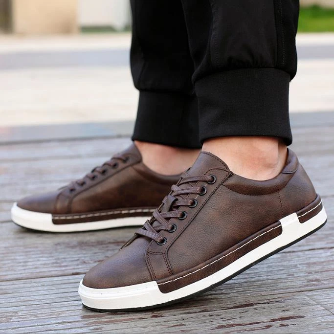 Mens Casual Shoes Fashion Flats Leather Men