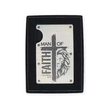 Engraved In USA, "Lion-Man of Faith," Slim Wallet, RFID Blocking, Christian, God