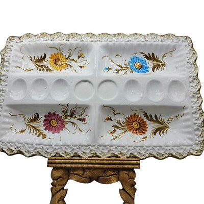 Vintage Large Handpainted Serving Relish Egg Dish 19''x12'' Italy Italica Ars PICS