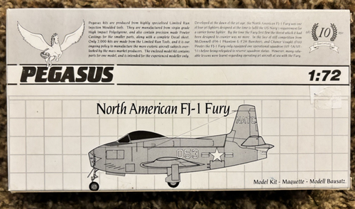 Pegasus 1/72 USN North American FJ-1 Fury Jet Fighter Model KIt - Sealed Parts - Picture 2 of 6
