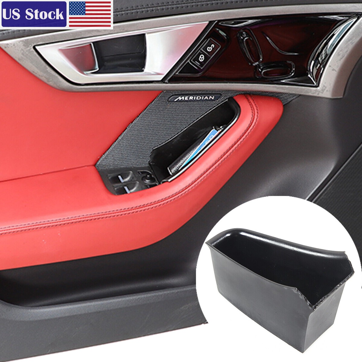 Black ABS Door Handle Storage Box For Jaguar F-TYPE 2013-2024 US
