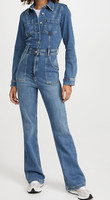 NWT BOYISH Sz6 THE ROMAN LONG SLEEVE STRETCH DENIM BOOTCUT JUMPSUIT ABOUT TIME